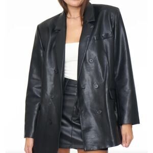 Pistola Women Faux Leather Double-Breasted Blazer
